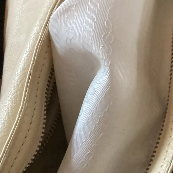 Prada Ivory Leather Shoulder Bag with Silver Buckles - Picture 12 of 15